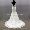 Customized Beading Crystal Long Mermaid vneck wedding dress luxury